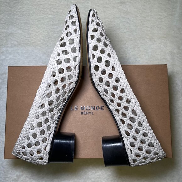 Le Monde Beryl Ballet Pump Woven Leather Ecru EU IT 41 US 11 - Picture 5 of 9